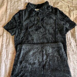 [2-PIECE SET] JCrew Novelty Faux-Fur Top & Mini-Skirt Set.